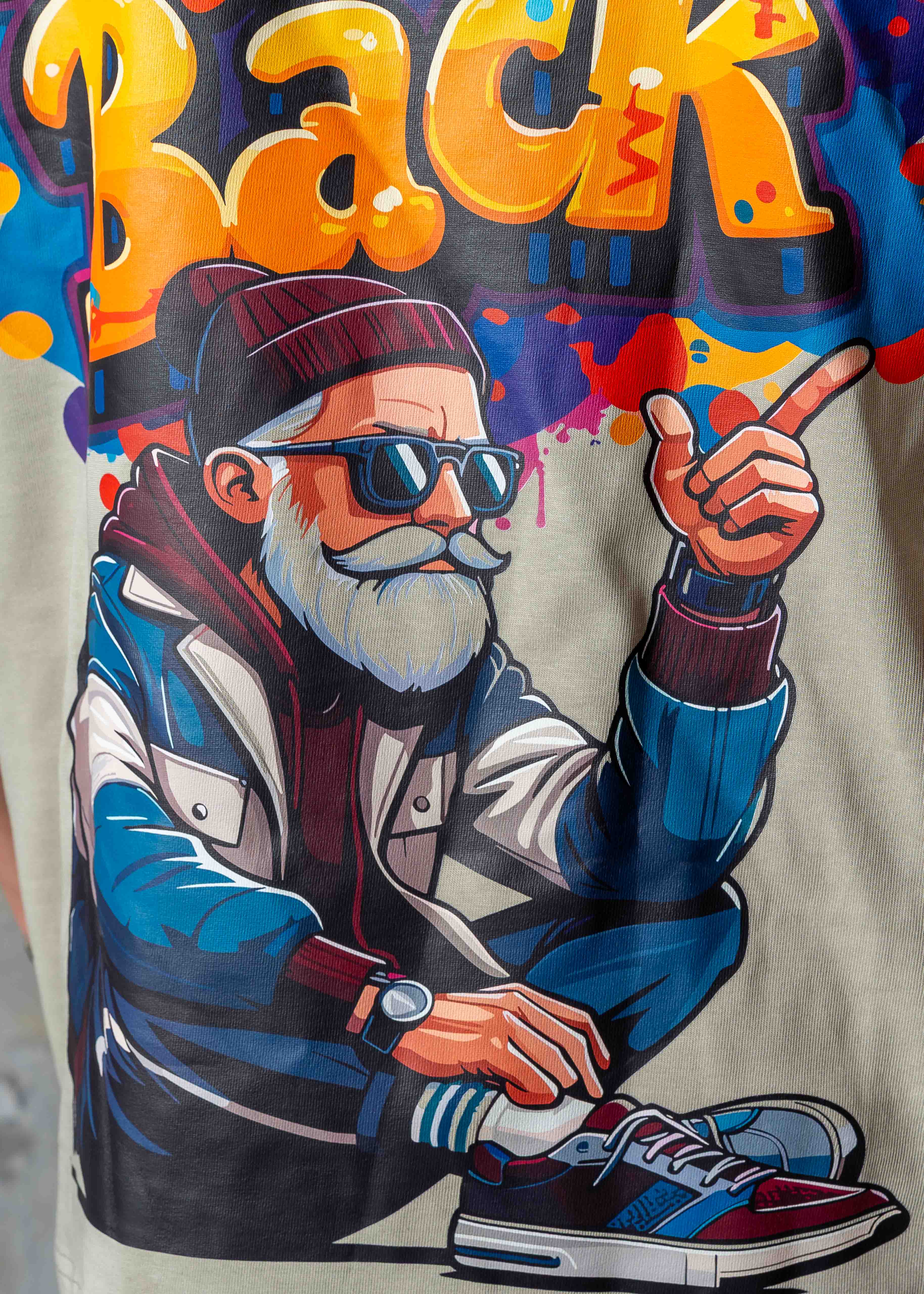 Never Look Back Graphic Oversized T-Shirt - khaki